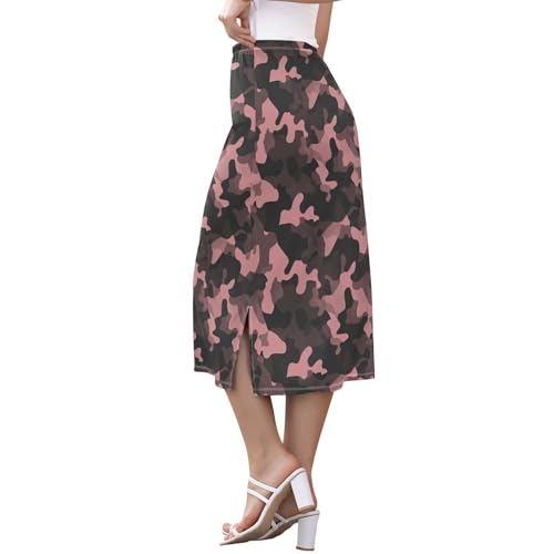 Womens Trendy Elastic Midi Half Skirt Weekend Split Beach Skirt2