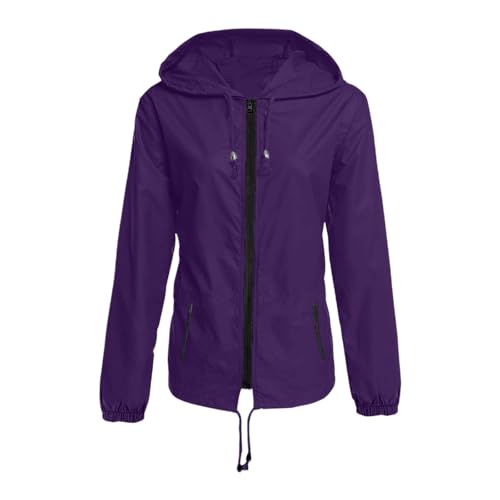 Anjikang Rain Jacket Women Lightweight Zip Up Hooded Waterpoof Windbreaker Packable Hiking Travel Lined Raincoat with Pockets2