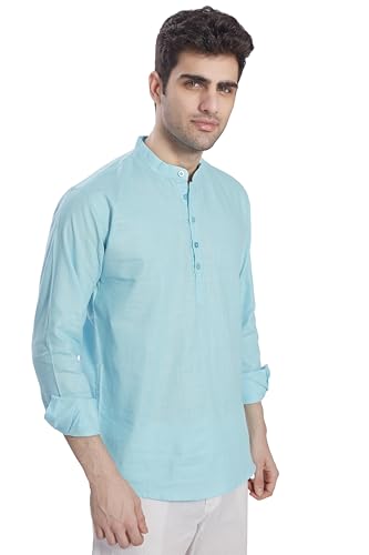 Image of DIVISIVE Men's Slim Fit Full Sleeves Cotton Short Kurta