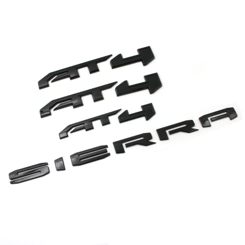 Image of 4PCS Gloss Black AT4 Emblem Sierra Letters Compatible with 2019-2024 Sierra 1500 (Gloss Black)