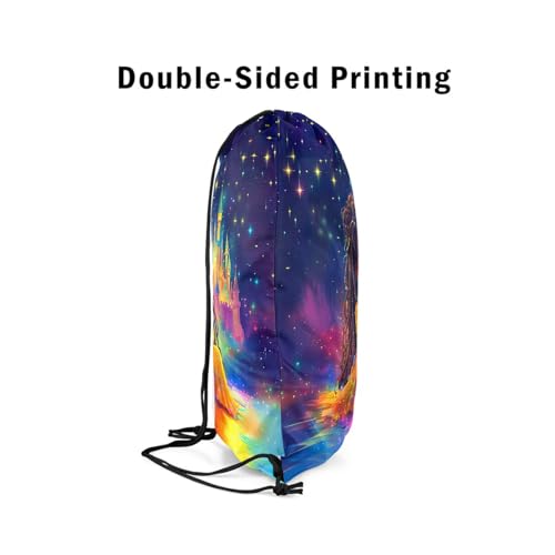 Image of jejeloiu Cute Black Drawstring Backpack 13x15.7inch African American Waterproof Gym Drawstring Bags Princess Theme Sports String Backpack Beach Swim Travel Bag Sackpack(N