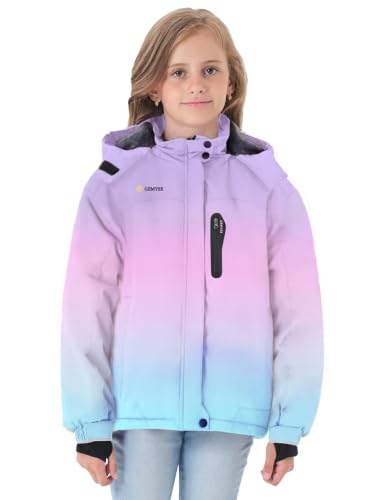 Image of GEMYSE Girl's Waterproof Ski Snow Jacket Hooded Fleece Lined Windproof Winter Jacket