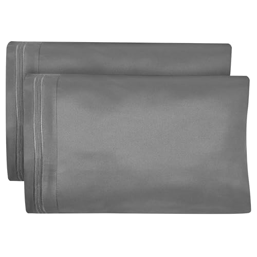 Dreamcare Pillow Cases Queen Size Set of 2 - Double Brushed 1500 Luxury Series Microfiber - Envelope Closure, Wrinkle- Free, Cooling Pillow Cases - Queen Pillow Cases Set of 2 (20 x 30, Grey)