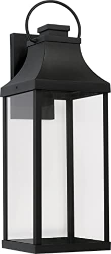 Capital Lighting 946441BK-GL Bradford Night Sky Clear Glass Rectangular Outdoor Wall Lantern, 1-Light 7 Watt, 27" H x 9" W, Black