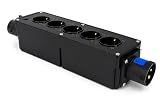 NLIGHTING Power Box CEE 16A Multipresa Palco 5 Prese Schuko 10/16A + Presa Passante CEE 16A, Box Distribuzione Corrente Professionale IP20 per Eventi, Teatro, DJ, Service Audio Luci