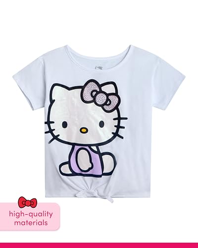 Image of Hello Kitty Girls Skirt Set - 2 Piece Short Sleeve T Shirt and Tutu Skirt Kids Outfit Set (Sizes: 2T-12)