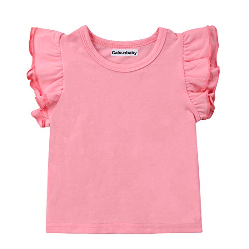 Image of Infant Toddler Baby Girl Top Basic Plain Ruffle T-Shirt Blouse Casual Clothes