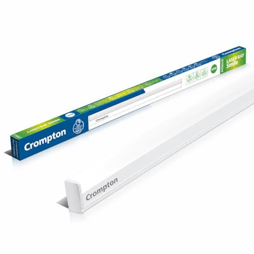 Image of Crompton Laser Ray Smile 10W LED Batten Light | 2 Feet Slim Tubelight for Living Room, Bedroom & Home | Energy Efficient Integrated LED Batten | Warm White (Pack of 1)