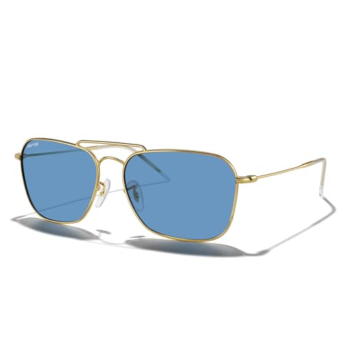 MERRY'S Retro Metal Square Aviator Polarized Sunglasses for Men Women S6028