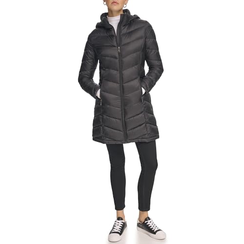 Calvin Klein Damen Leichte Pufferjacke mit Kapuze Daunenmantel