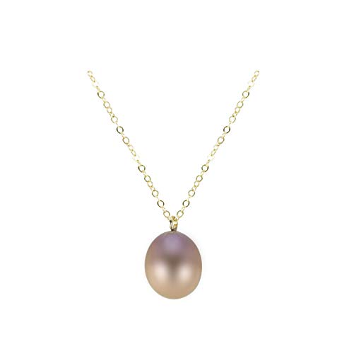 14K Yellow Gold AAA 9.5-10.5mm Natural Pink Freshwater Cultured Teardrop