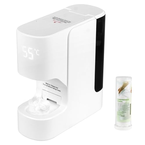 Hot Face Towel Dispenser Mini Hot Facial Towel Warmer for SPA AZ GOGO Hot Face Towel Heater Machine with Smart Voice Alerts 55C(131F) Constant Temp 5-Second Fast Heating 20 Compressed Towels
