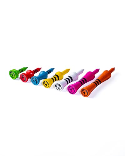 Green Swing Bamboo Golf Tees Mixed Sizes, Full Colour Edition, Mixed: 7 Different Sizes (5 of each) - Image 2