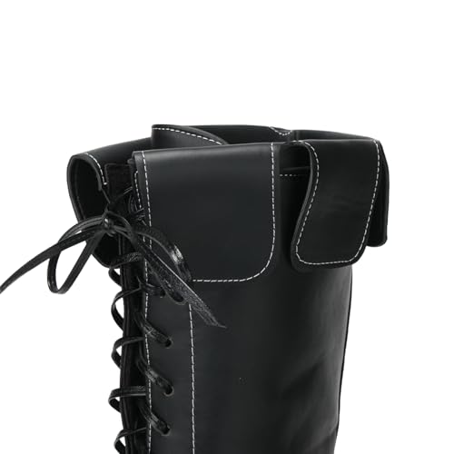 Image of Mens Renaissance Boots Medieval PU Leather Pirate Boots Western Cowboy Chic Knight Shoes