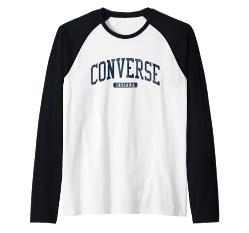 Converse Indiana IN College University Style Blue Raglan Baseball Tee