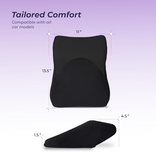 Image of Billebon Memory Foam Car Neck Pillow | Universal Headrest Cushion| Mesh Soft Fabric Hybrid| Adjustable Strap Buckle| Removable Cover| Orthopaedic Neck Support| Driving Comfort Pain Relief (Pack of 1)