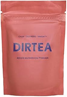 DIRTEA Reishi Mushroom Powder | 100% Organic | 2,000mg / Serving | Vegan | Non GMO | Sleep Aid - Stress Adaptogen Supplement & Immunity Booster | 60g - 30 Day Serving