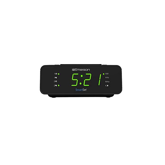 Buy Emerson Radio Smart Alarm Clock with AM/FM Radio, Dimmer, Sleep
