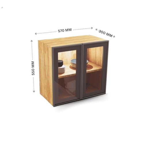 Image of SPECIALITY PANELS Multipurpose Cabinet with Modern Elegance Tinted Glass Wall Cabinet, Space Organizer for Office /Kitchen in (Cochwood Dark, 2 Glass Shutter)