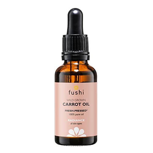 Fushi Carrot Oil 30ml Fresh-Pressed Rich in Beta Carotene Best for Sun Damage Skin Parched Skin & Fine Lines, Vitamins A, B
