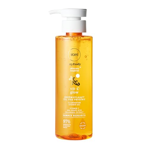 YOPE ILLUMINIERENDES DUSCHGEL MIT VITAMIN C | AHA-SÄURE | REVITALISIERT | 97% INHALTSSTOFFE NATÜRLICHEN URSPRUNGS | VEGAN | DUFT ORANGE, PFIRSICH, ZITRONE | 300 ml