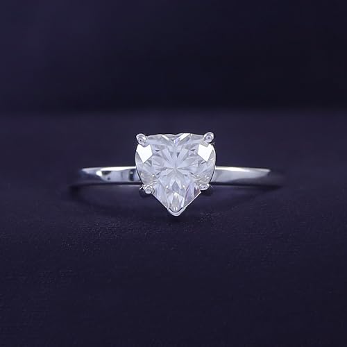 SAVEARTH DIAMONDS 1 Carat 6.5MM Heart Shape Lab Created Moissanite Diamond Solitaire Promise Ring For Women In 14K Gold Over Sterling Silver(VVS1 Clarity, 1.00 Cttw)2