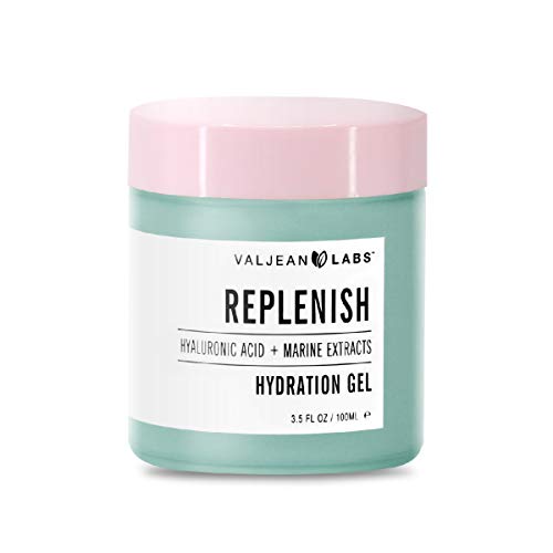Valjean Labs Replenish Hydration Gel Moisturizer | Hyaluronic Acid + Marine Extracts | Rich in Vital Nutrients, Helps to Lock in Moisture | Made in USA, Cruelty Free, Vegan (3.5 oz)