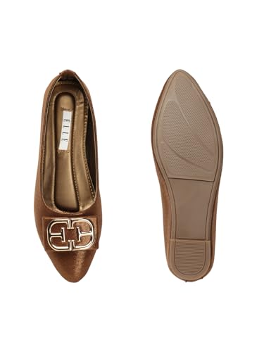Image of ELLE Women's Wedge Heel Slip-On Bellies with Statement Buckle