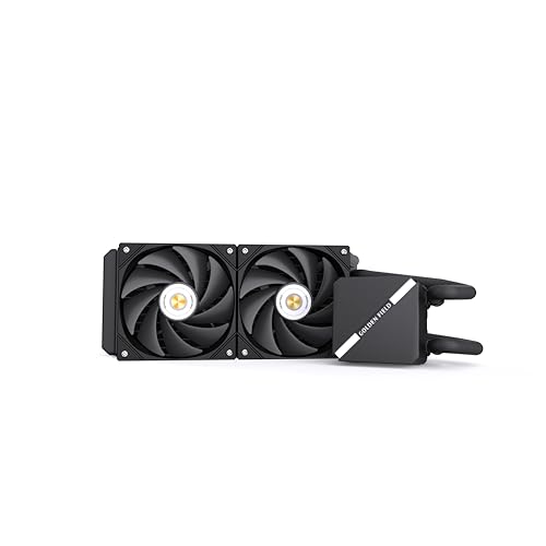 GOLDEN FIELD HiFi YJ240 CPU Water Cooler Liquid CPU Cooler AlO Cooler240mm Radiator, Black Dual 120mm PWM Fans, Intel1700,115X,1366,2011,AMD AM5-black