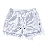 AIMPACT Men's 3 inch Gym Workout Short Quick Dry Active Running Bodybuilding Shorts with Pockets(White M)