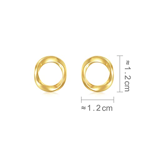 Image of CHOW SANG SANG Essence 999 24K Gold Mobius Strips, Endless love Hoop Stud Earrings for Women 93863E