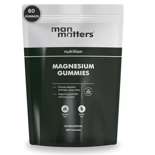 Man Matters 500 Mg Magnesium Glycinate Gummies I 8X Absorption I Improved Sleep | Muscle Recovery I Bone Health I Non Habit Forming I Lab Tested I Sugar Free I 60 Gummies