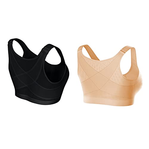 Genérico Sujetador Cierre Frontal para Mujeres Mayores Corrector Postura Soporte Espalda Sin Cómodo Abrazado (Multicolor, XXXXXL)