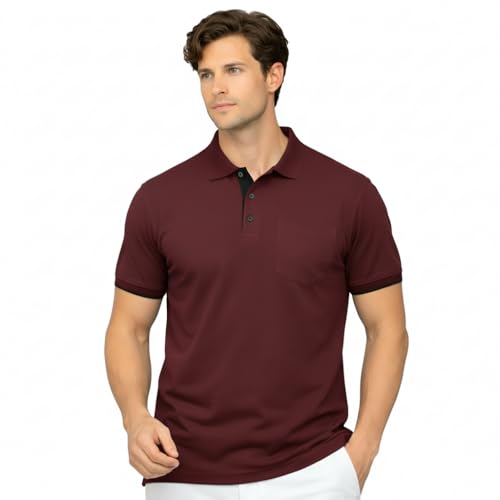 Image of Men's Premium Cotton Pique Polo T-Shirt, Classic Fit Short Sleeve Casual Summer Shirt, Soft & Breathable Fashion Polo