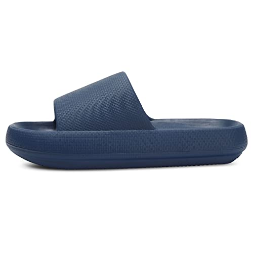 Image of welltree Slides for Women Men Pillow Slippers Non-Slip Bathroom Shower Sandals Soft Thick Sole Indoor and Outdoor Slides