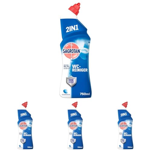 Sagrotan WC-Reiniger Ozeanfrische – 2in1 Reinigungsmittel mit Antischmutzfilm für langanhaltende WC-Frische – 1 x 750 ml (Packung mit 4)