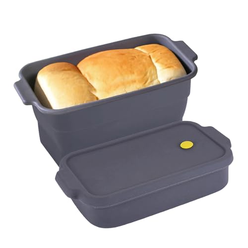 Melearch Bread Loaf Pan, Silicone Non-Stick Bakeware, Foldable Bread Toast Box Mold with Lid, Baking Pans for Breads, Cakes, Brownies