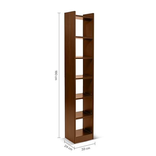 Image of Green Soul Alba 7 Shelves Engineered Wood Book Shelf | Multipurpose Wooden Bookshelf for Home, Bedroom, Living Room, Study Room, Kids Room | Organizer | Storage | 3 Year Warranty (Rolex Brown)