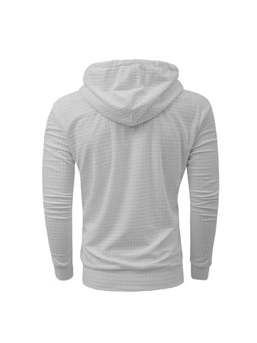 Men's Jacquard Lightweight Full Zip Hoodie Sweatshirt Jacket Solid Coat2