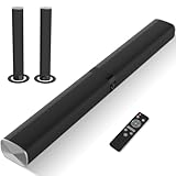 Assistrust Sound Bar for TV, 5.0 Bluetooth SoundBar, Wired & Wireless Soundbar ARC/Optical/AUX Connection, 2 in 1 Separable Soundbar for 3 Placements