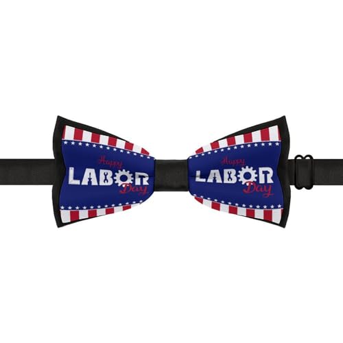 GoasNei Happy Labor Day Bow Tie for Men Adjustable Necktie Funny Tie Neck Ties for Weddings Party