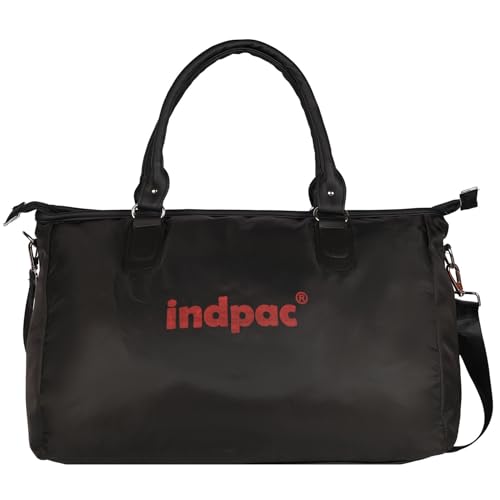 INDPAC Black Overnighter Duffle Bag in Twill Fabric with Polyster Lining (45.72×30.48×15.24cm)
