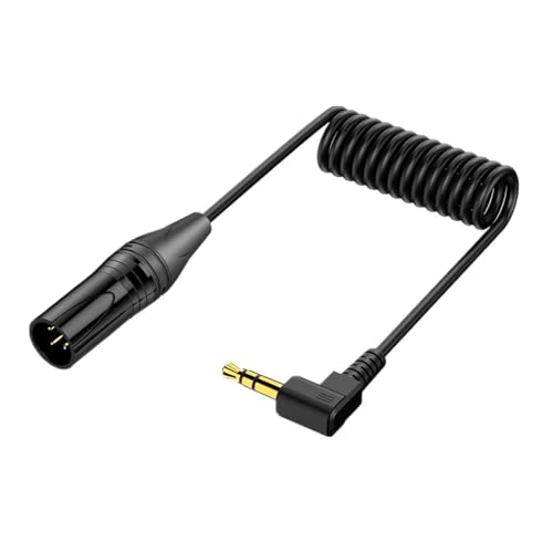 Avejjbaey Cable de audio de 3,5 mm a macho, conector de 3,5 a 3 pines con espiral de resorte para micrófonos y