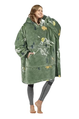 Catalonia Oversized Blanket Hoodie Sweatshirt, Wearable Sherpa Lounging Pullover for Adults Women Men