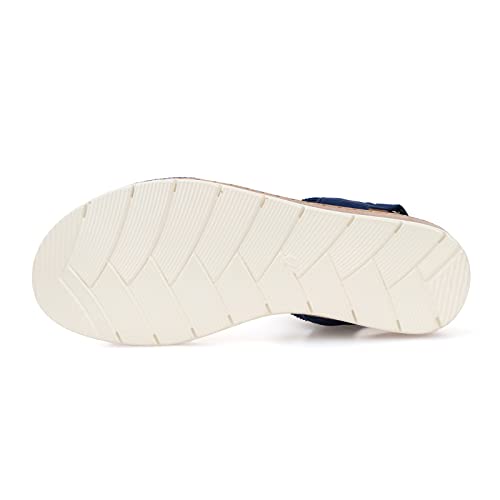 Image of VJH confort Women's Flat Sandals Open Toe Elastic Ankle Strap Slip on Comfy Low Wedge Sandals