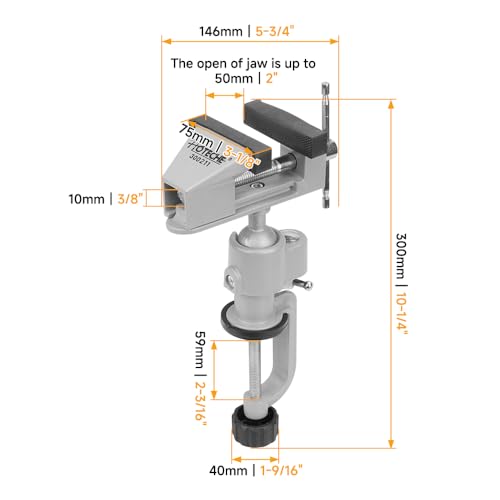 image for Hoteche 3-Inch Universal Table Vise with 360° Swivel Base, Heavy Duty