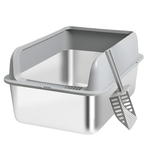 Arenero para gatos de acero inox. tamaño grande con tapa miniatura 1