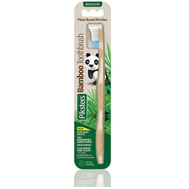 Piksters Bamboo Medium Toothbrush Pack of 1 - Color May Vary