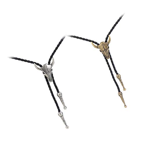 2Pcs PU Couro Gravata Gravata Crânio Para Homens Bolo Gravata Gravata
