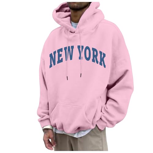 New York Sweatshirts Hoodies Men's Crew Neck Letter Graphic Hoodie Relaxed Fit Long Sleeve Pullover Tops